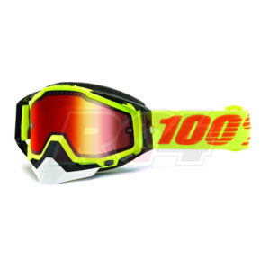 Óculos 100% RACECRAFT Yellow Snow - Vermelha Espelhada