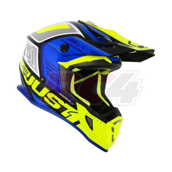 Capacete Just1 J38 Blade Blue-Fluo Yellow-Gloss Black